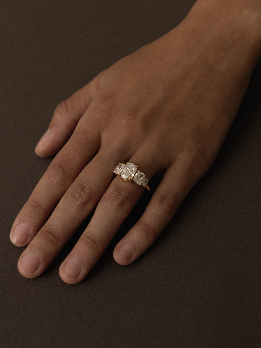 Five Stone-Cushion Lab Grown Diamond Engagement Ring