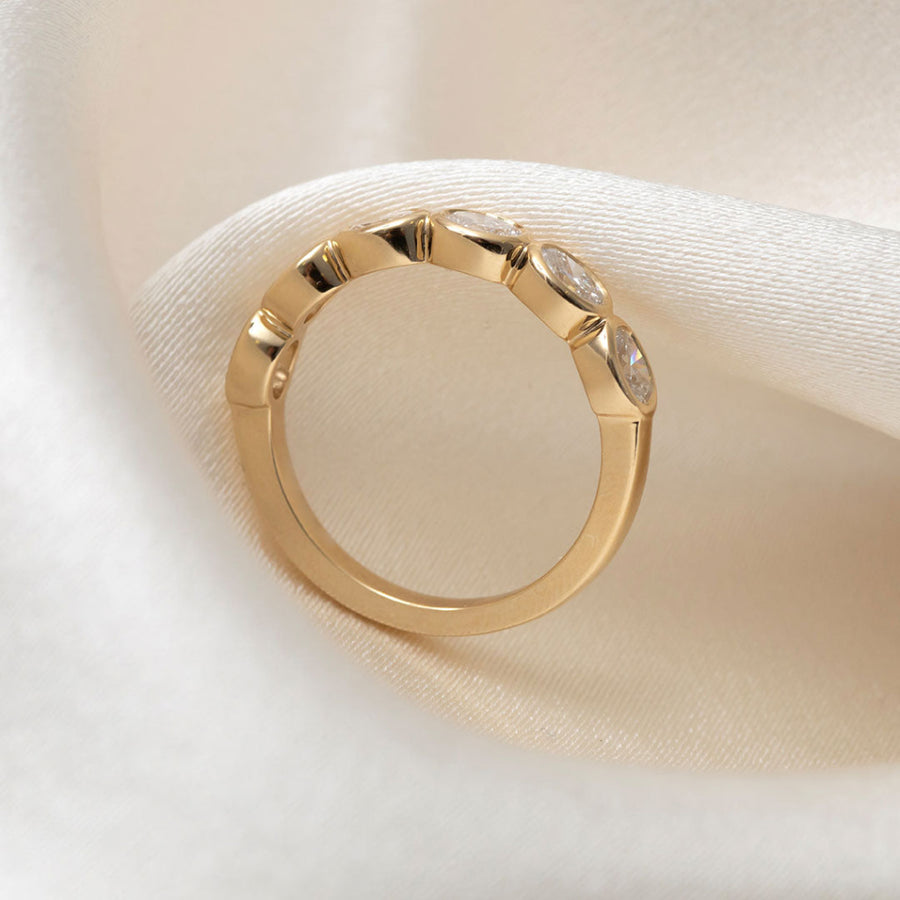 Curved- 0.25 CT Marquise Lab Grown Diamond Wedding Band