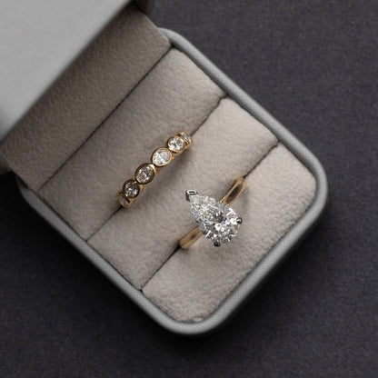 Curved- 0.25 CT Marquise Lab Grown Diamond Wedding Band