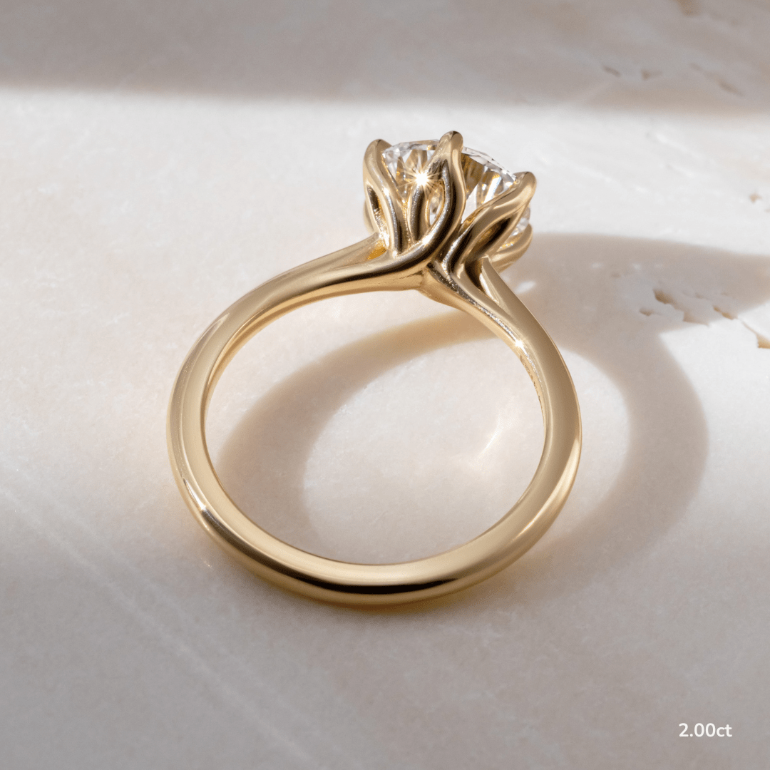 Solitaire & Tulip Style-Round Lab Grown Diamond Engagement Ring