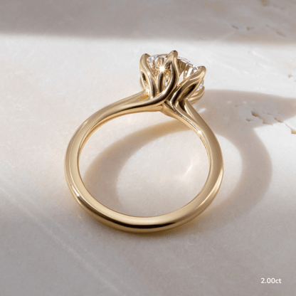 Solitaire & Tulip Style-Round Lab Grown Diamond Engagement Ring