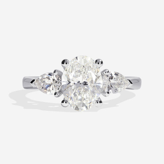 Three Stone-1.5 CT Oval Lab Grown Diamond Engagement Ring