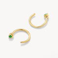 Load image into Gallery viewer, 0.04 TCW Emerald Round C-Shaped Gold Earrings
