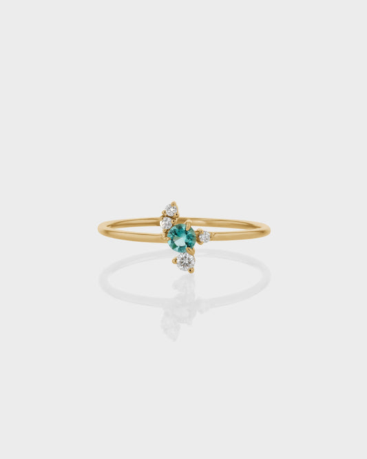 0.50 CT Round Green Emerald Lab-Made Diamond Cluster Ring in Gold