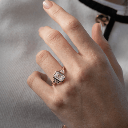 Five Stone & Bezel-Emerald Lab Grown Diamond Engagement Ring