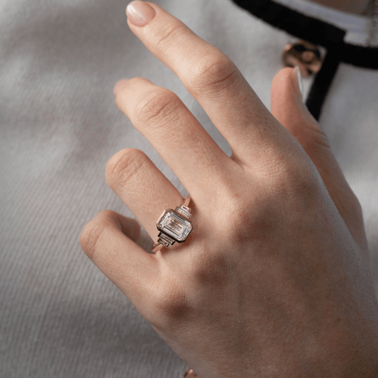Five Stone & Bezel-Emerald Lab Grown Diamond Engagement Ring