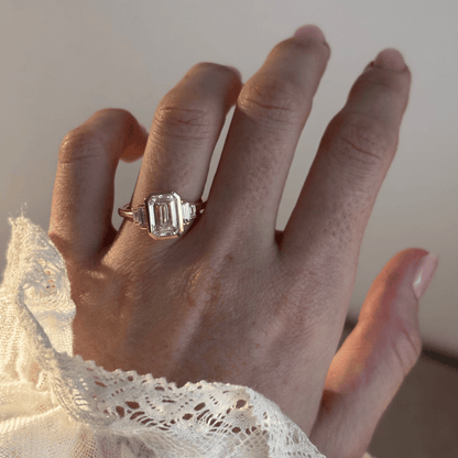 Five Stone & Bezel-Emerald Lab Grown Diamond Engagement Ring