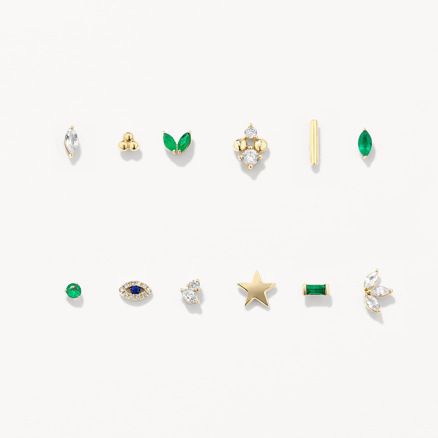 0.14 Carat Marquise-Cut Emerald Gemstone Stud Earring