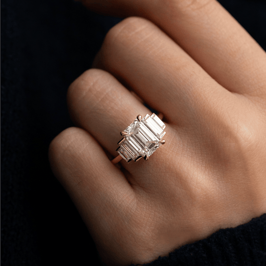 Five Stone-Emerald Lab Grown Diamond Engagement Ring