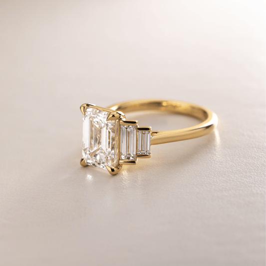 Five Stone-Emerald Lab Grown Diamond Engagement Ring