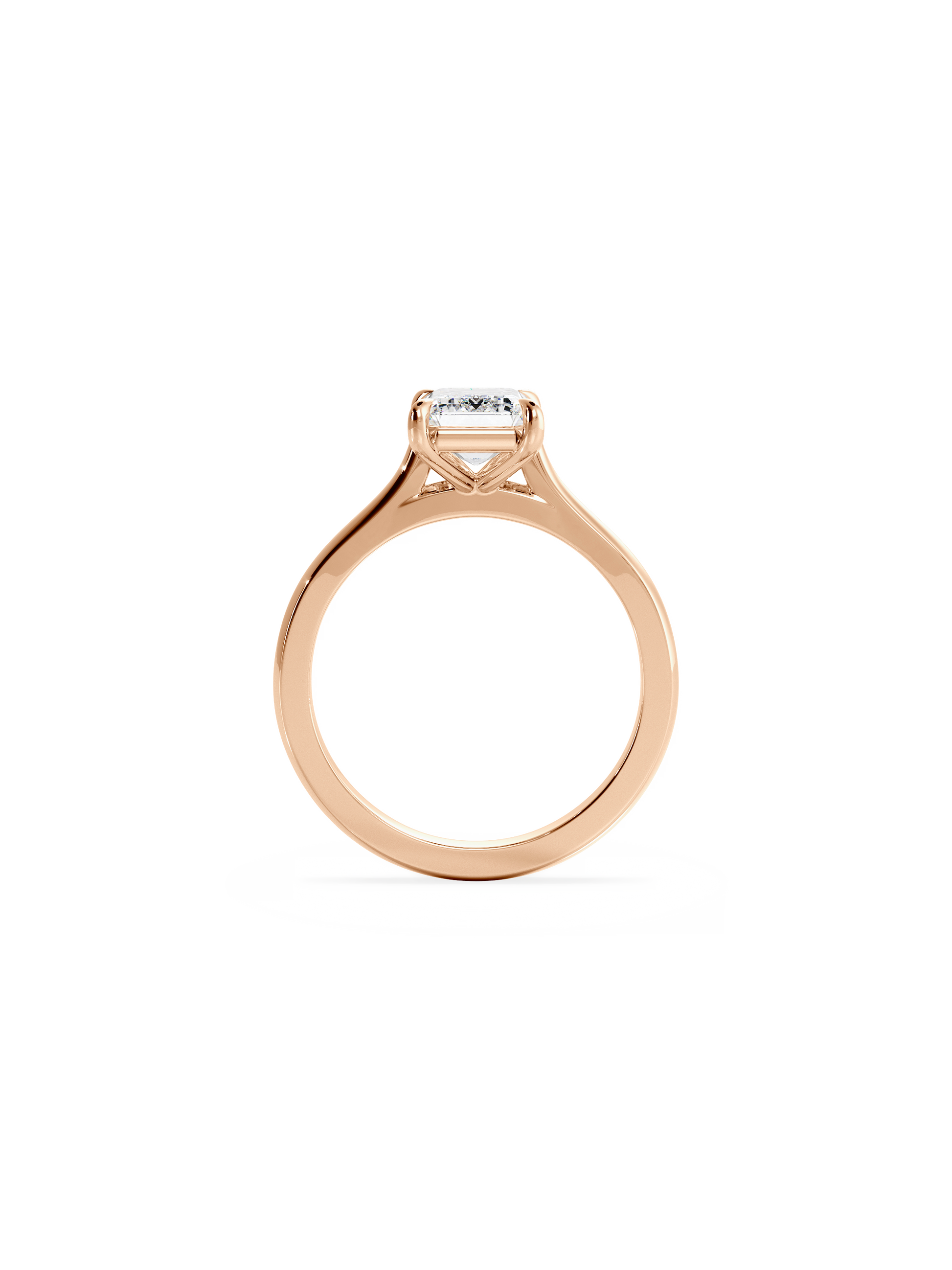 Solitaire & Cathedral-Emerald Lab Grown Diamond Engagement Ring