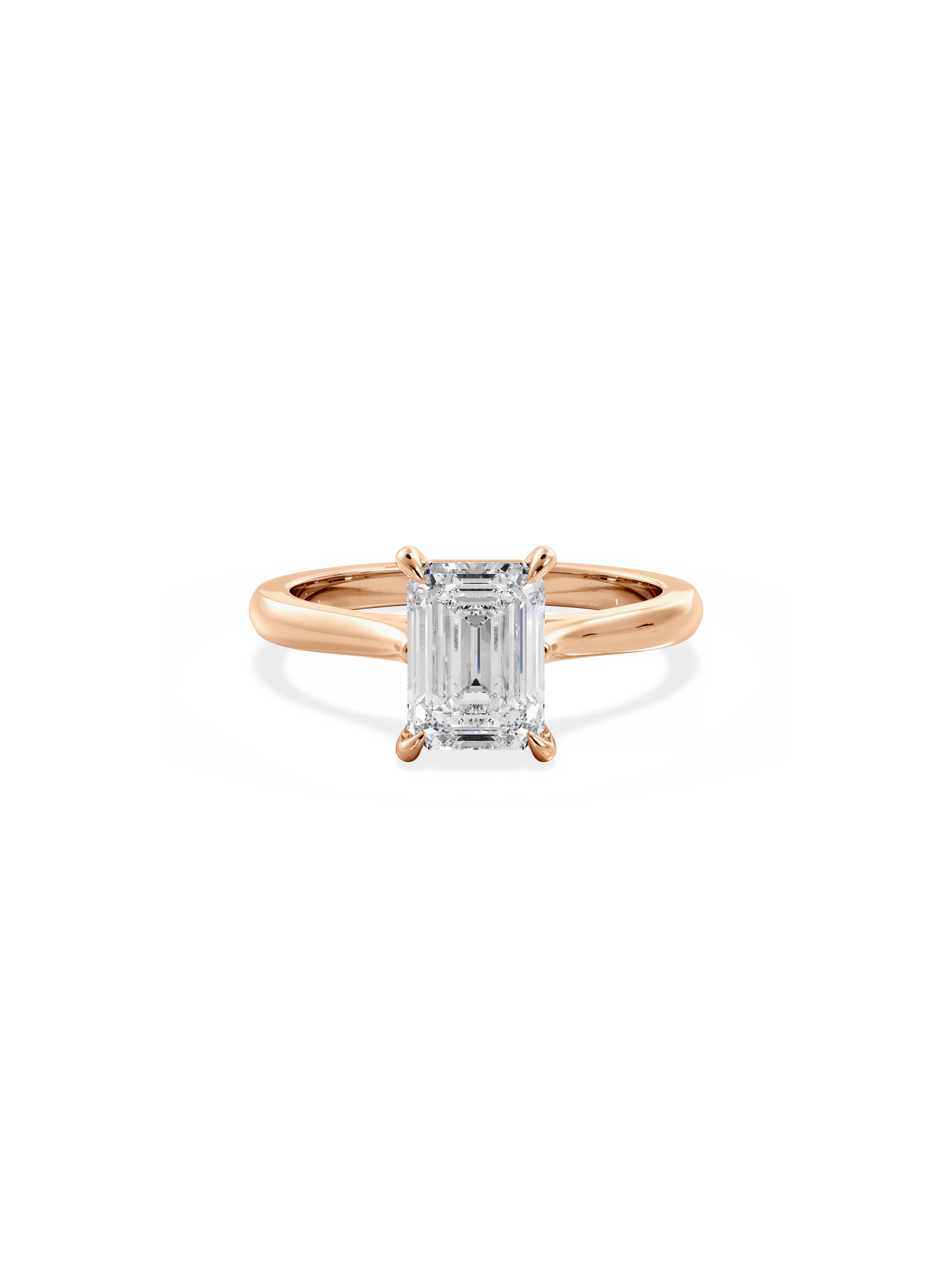 Solitaire & Cathedral-Emerald Lab Grown Diamond Engagement Ring