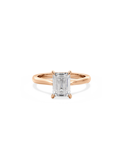 Solitaire & Cathedral-Emerald Lab Grown Diamond Engagement Ring