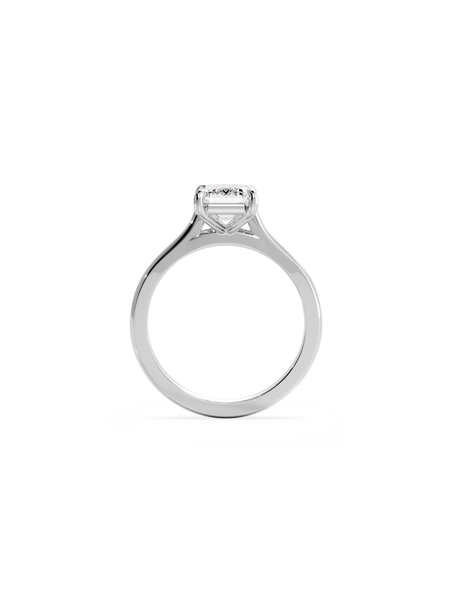 Solitaire & Cathedral-Emerald Lab Grown Diamond Engagement Ring