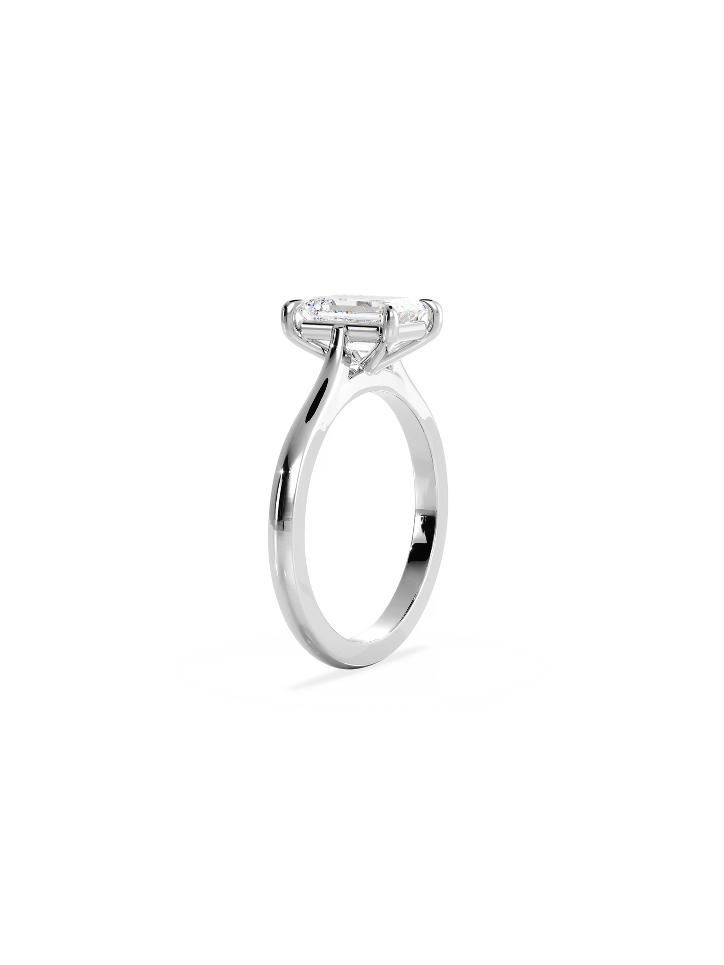 Solitaire & Cathedral-Emerald Lab Grown Diamond Engagement Ring