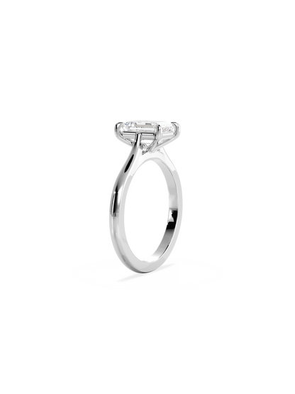 Solitaire & Cathedral-Emerald Lab Grown Diamond Engagement Ring