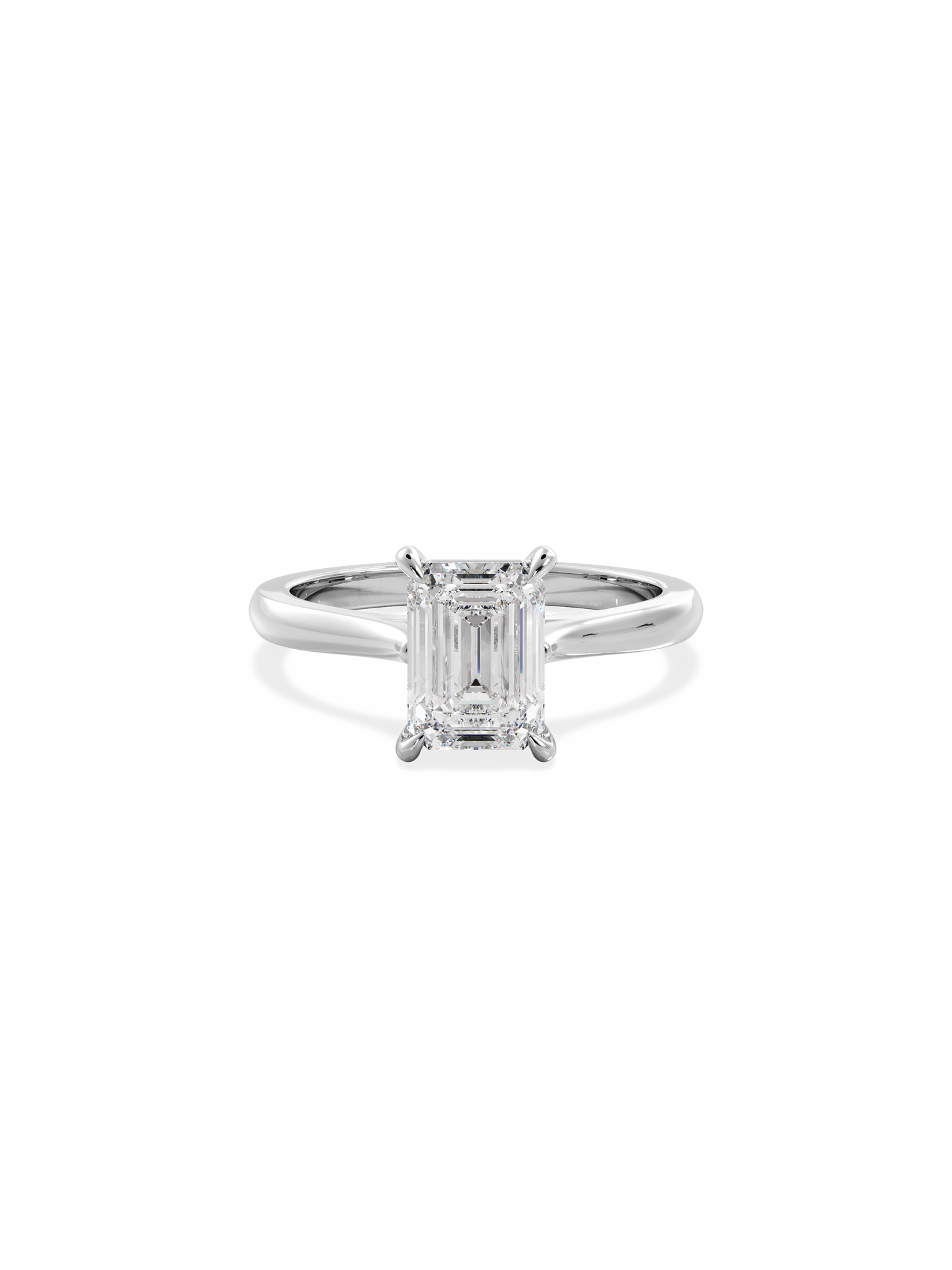 Solitaire & Cathedral-Emerald Lab Grown Diamond Engagement Ring