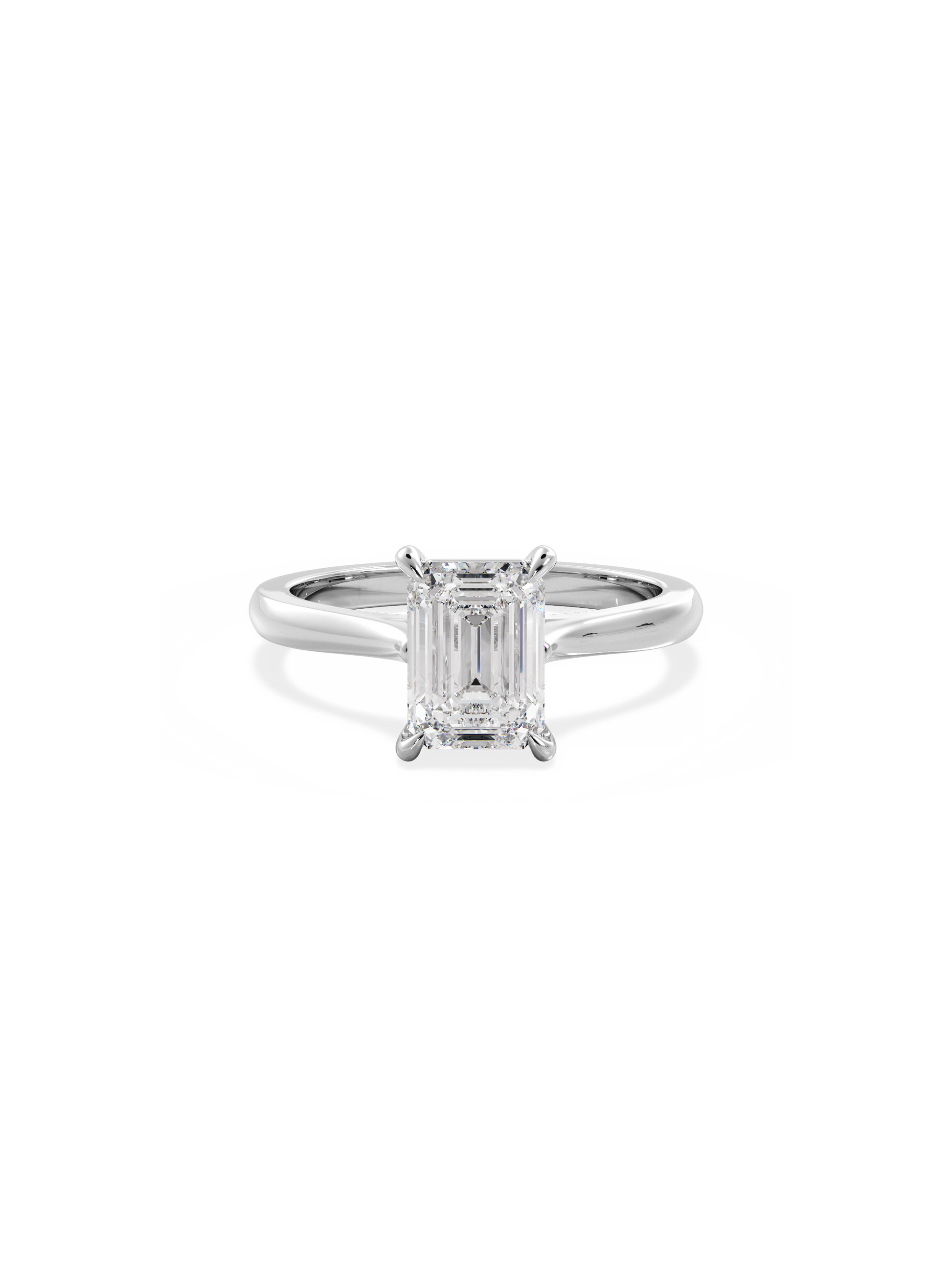 Solitaire & Cathedral-Emerald Lab Grown Diamond Engagement Ring