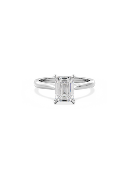 Solitaire & Cathedral-Emerald Lab Grown Diamond Engagement Ring