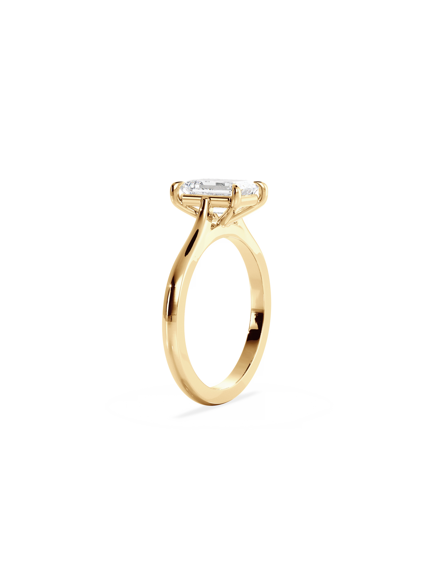 Solitaire & Cathedral-Emerald Lab Grown Diamond Engagement Ring