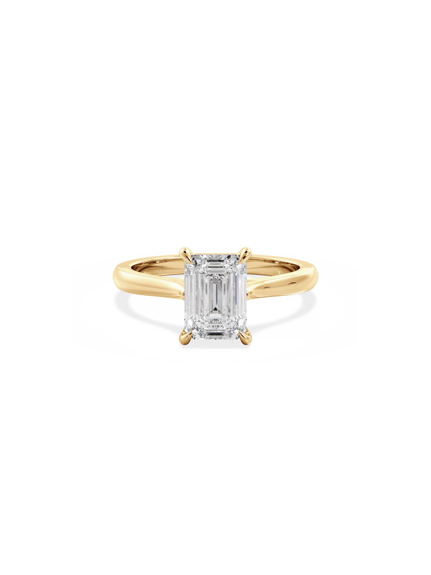 Solitaire & Cathedral-Emerald Lab Grown Diamond Engagement Ring