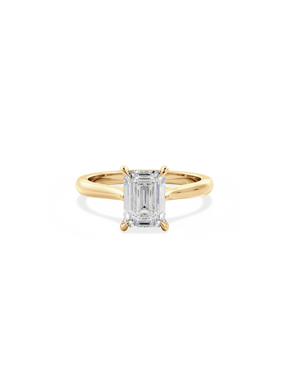 Solitaire & Cathedral-Emerald Lab Grown Diamond Engagement Ring
