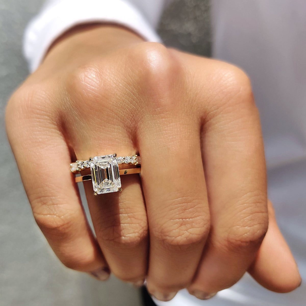 Solitaire Cathedral- 1.8 CT Cushion Lab Grown Diamond Wedding Band
