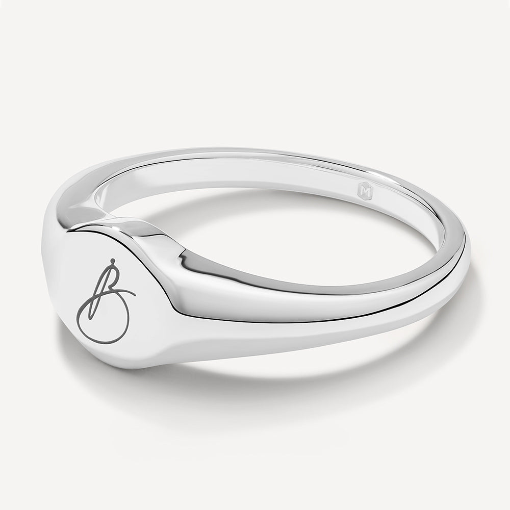 Personalized Initial Engravable Circle Signet Wedding Band 4