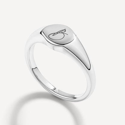 Personalized Initial Engravable Circle Signet Wedding Band 5