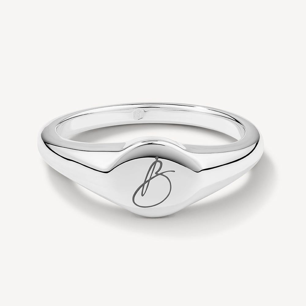 Personalized Initial Engravable Circle Signet Wedding Band