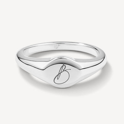 Personalized Initial Engravable Circle Signet Wedding Band 6