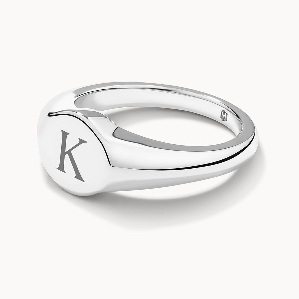 Personalized Initial Engravable Circle Signet Wedding Band