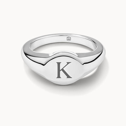 Personalized Initial Engravable Circle Signet Wedding Band 1