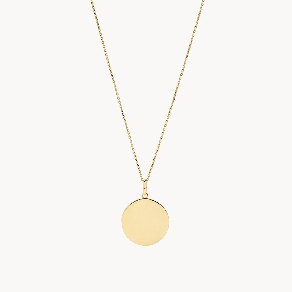 Personalized Gold Disc Pendant Necklace