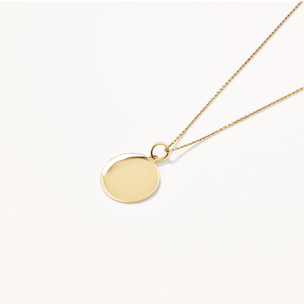 Personalized Gold Disc Pendant Necklace