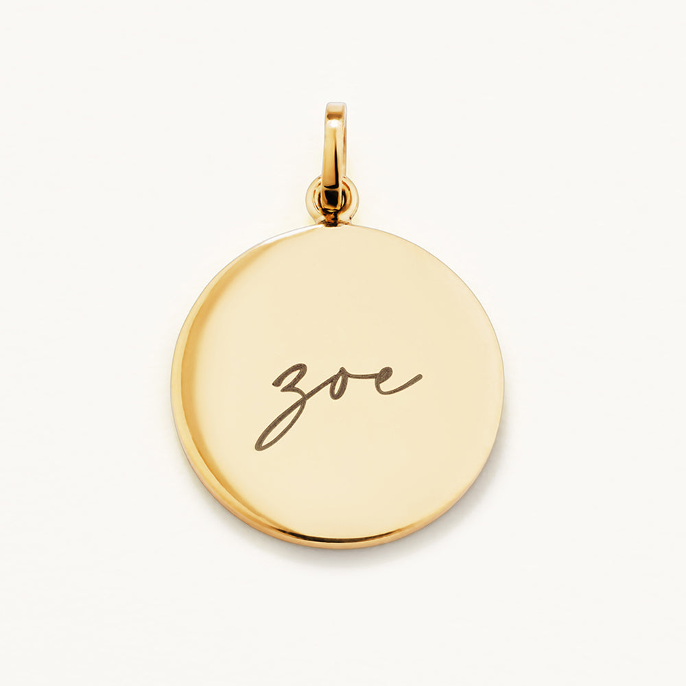 Personalized Gold Disc Pendant Necklace