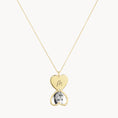 Load image into Gallery viewer, Engravable Heart Flip Locket Necklace with 0.01 TCW Round Lab Grown Diamond
