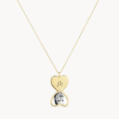 Engravable Heart Flip Locket Necklace with 0.01 TCW Round Lab Grown Diamond 2
