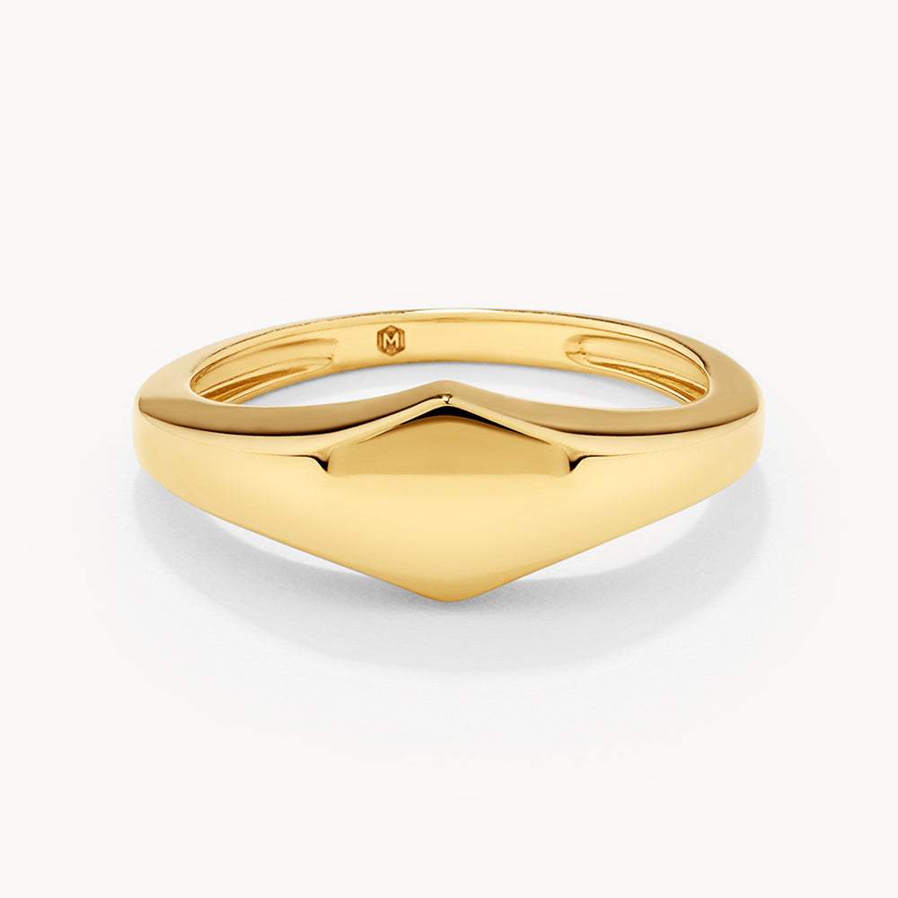 Personalized Hexagon Signet Wedding Band in Gold