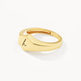 Load image into Gallery viewer, Personalized Hexagon Signet Wedding Band in Gold
