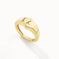 Load image into Gallery viewer, Personalized Hexagon Signet Wedding Band in Gold
