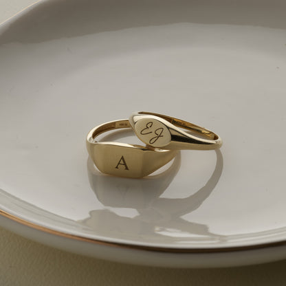 Customized Monogram Oval Signet Wedding Ring 5