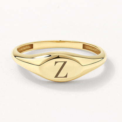 Customized Monogram Oval Signet Wedding Ring 1