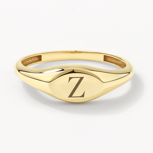 Customized Monogram Oval Signet Wedding Ring