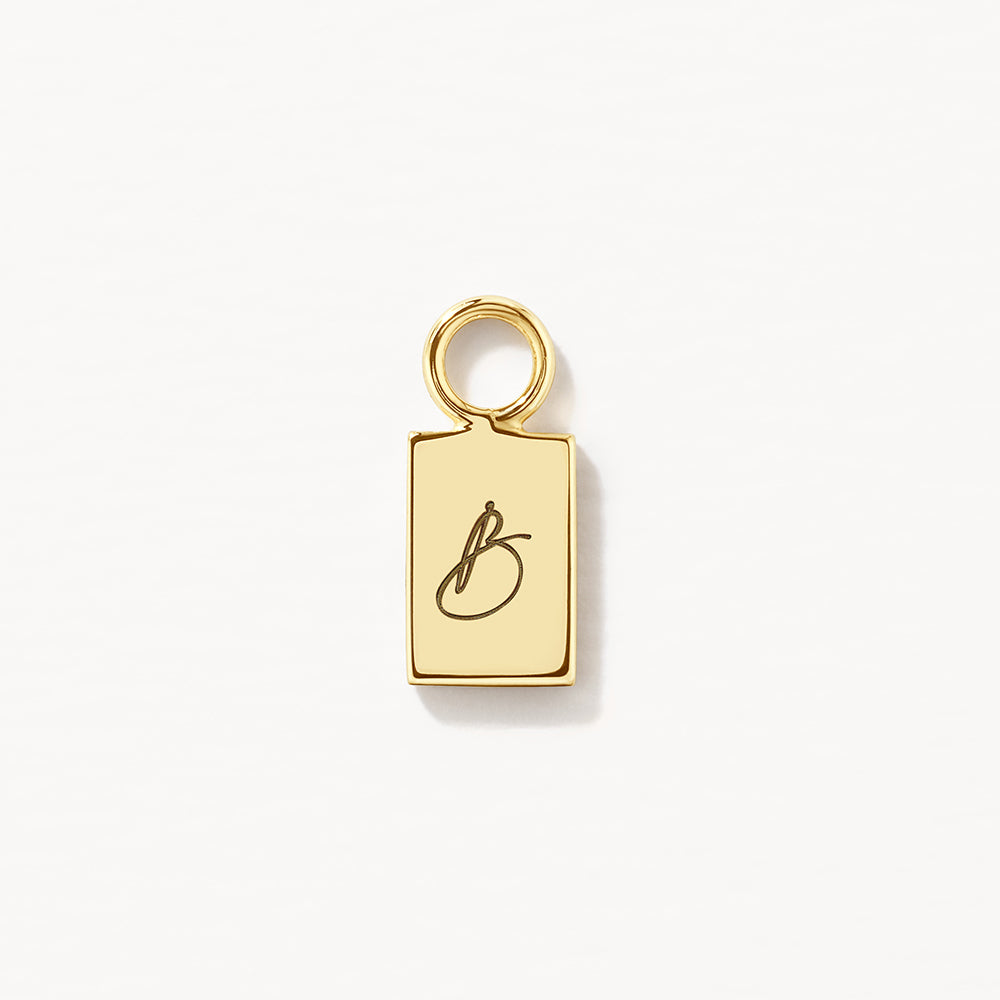 Personalized Gold Rectangle Charm Pendant Earrings 9