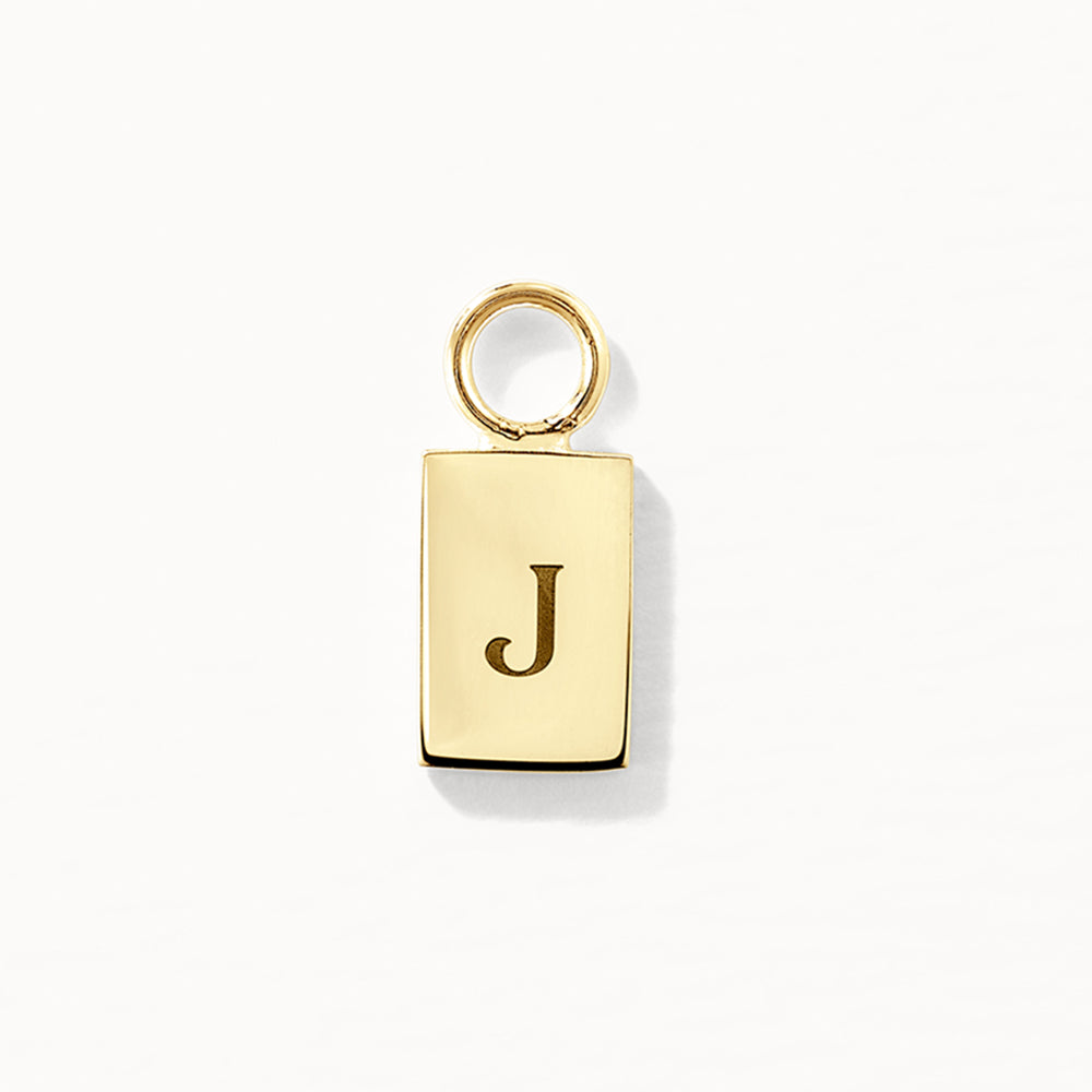 Personalized Gold Rectangle Charm Pendant Earrings 1