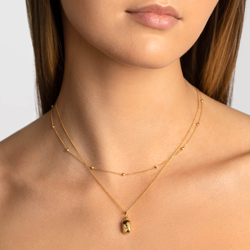 Personalized Gold Rectangle Locket Necklace 7