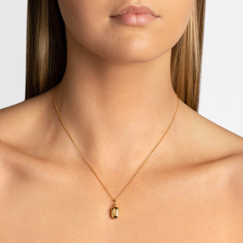 Personalized Gold Rectangle Locket Necklace 16