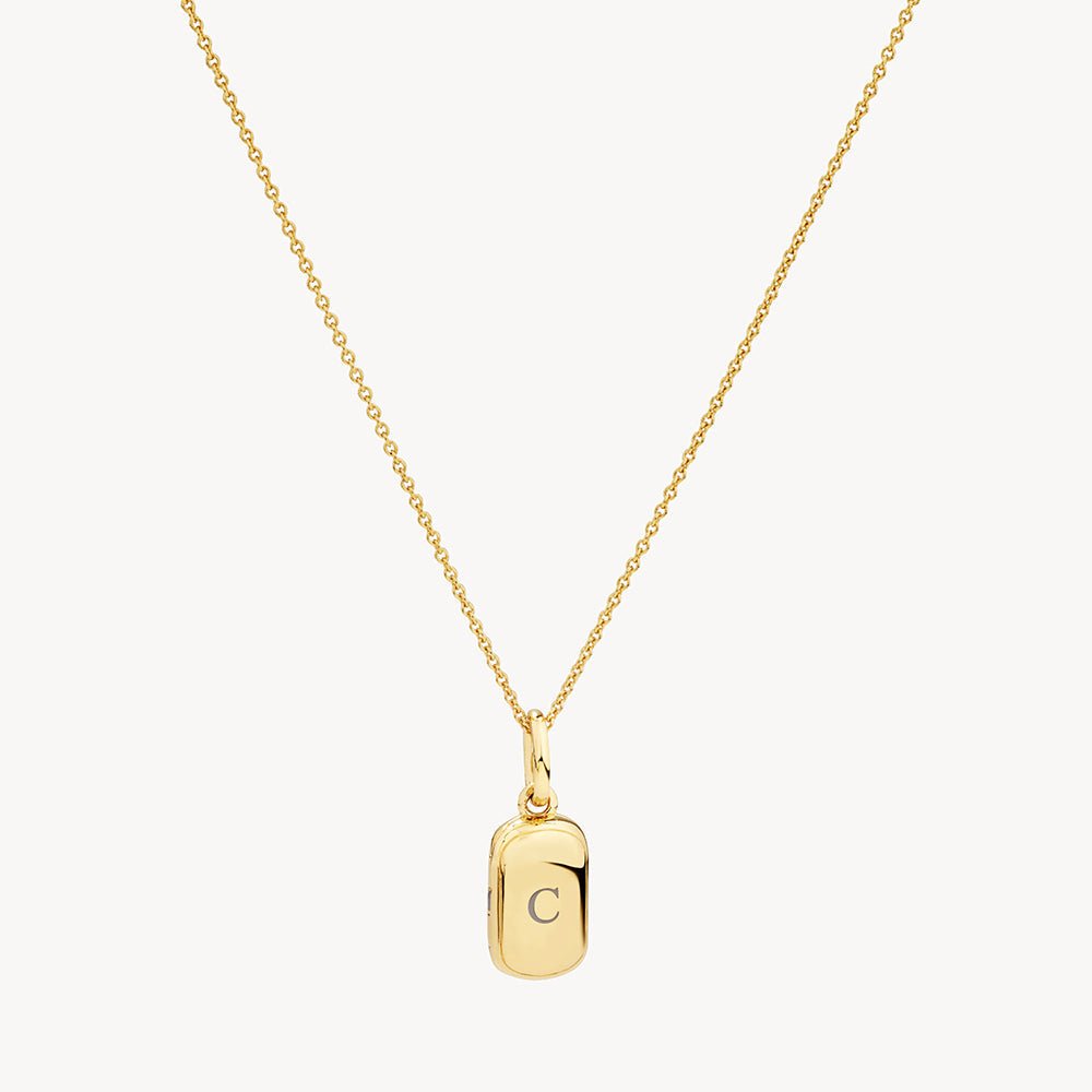 Personalized Gold Rectangle Locket Necklace