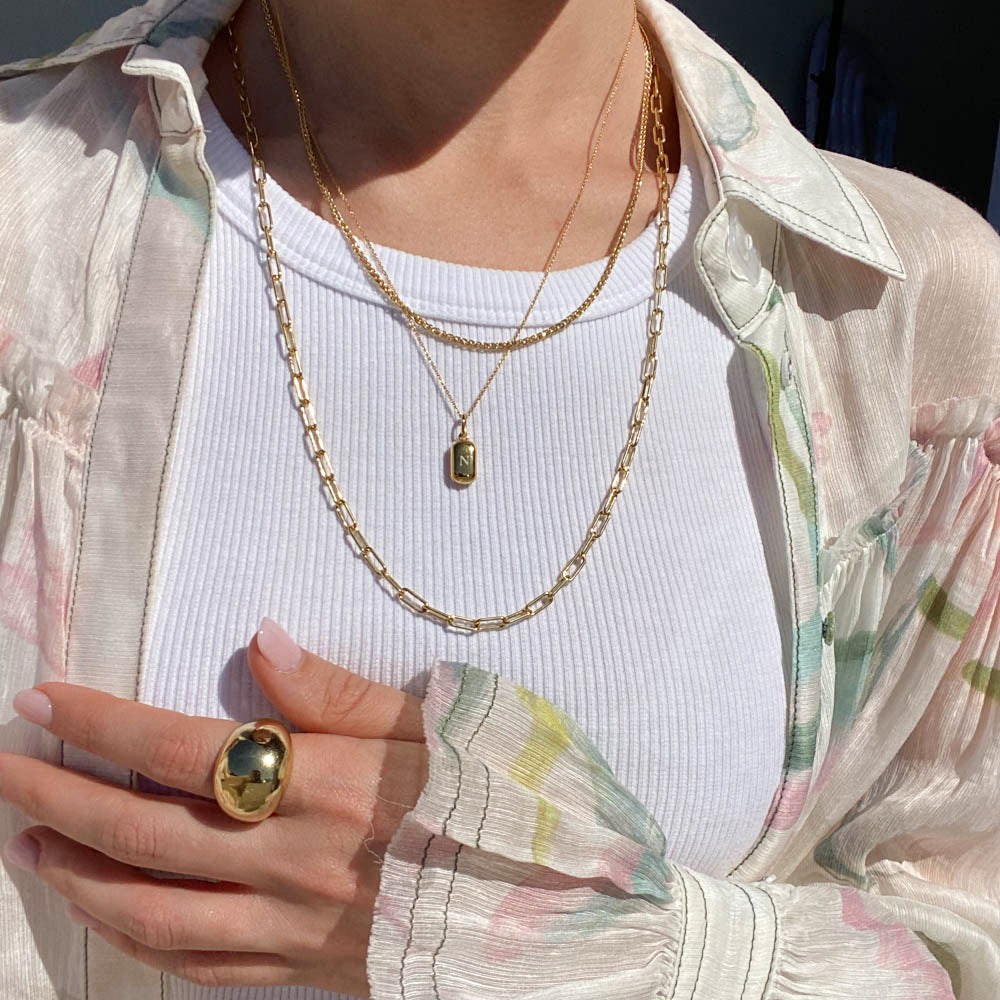 Personalized Gold Rectangle Locket Necklace 15